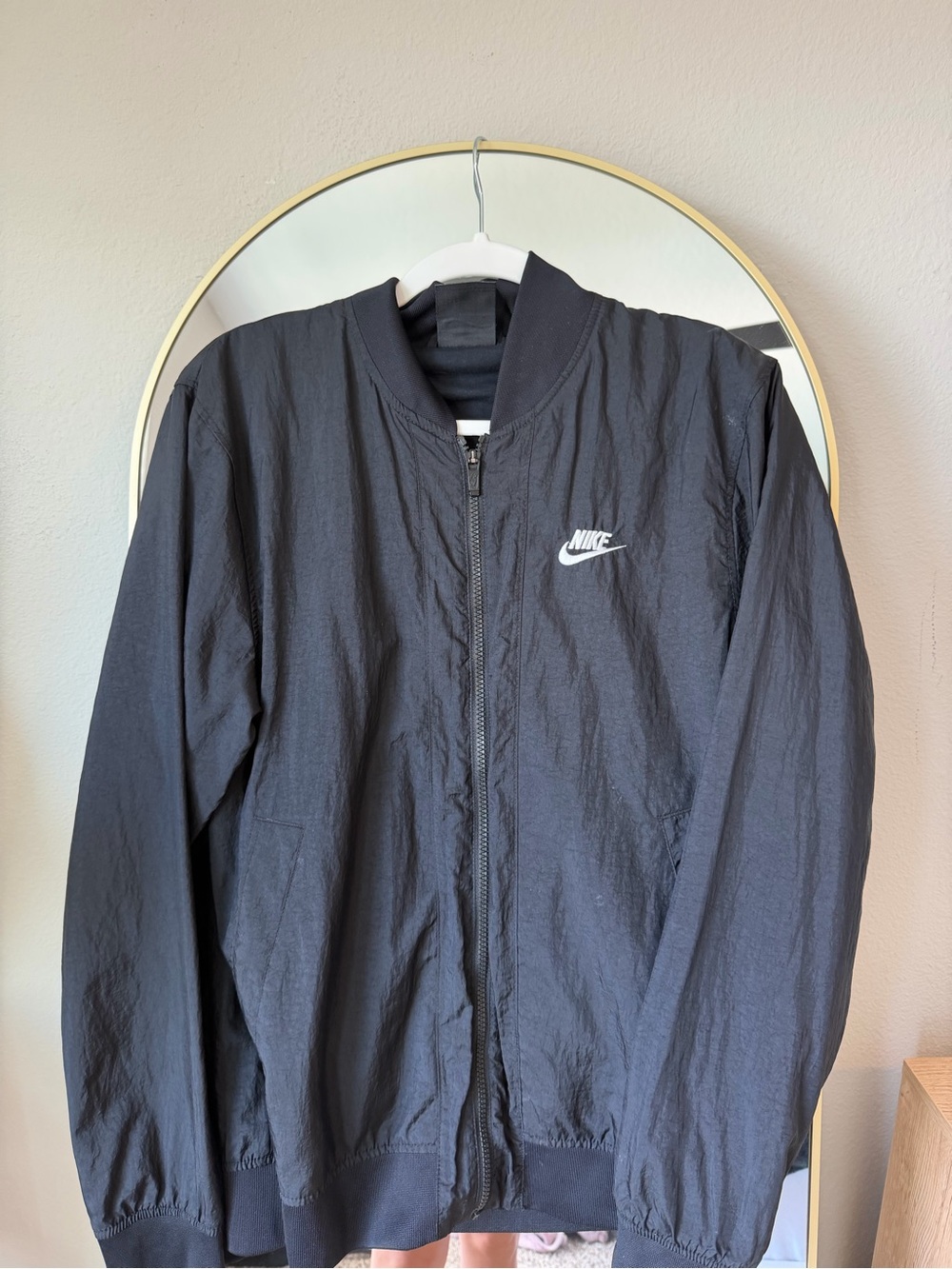 Nike Black Bomber Jacket with White Swoosh